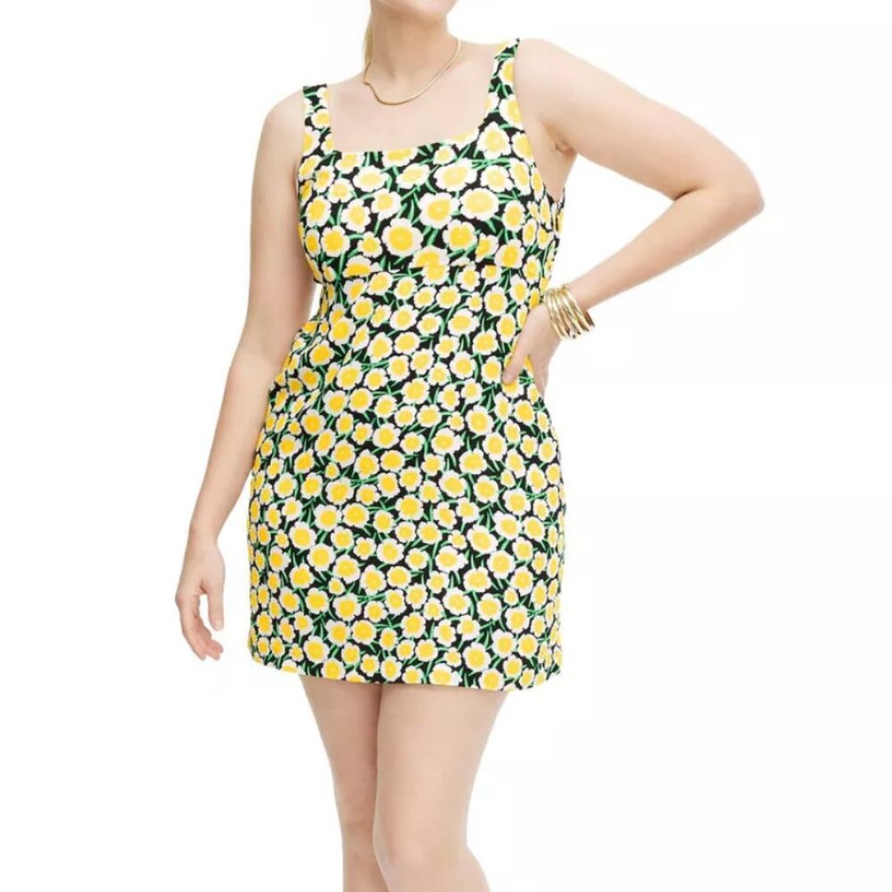 DVF 90's Shift Yellow Poppy Mini Dress NWT Diane Von Furstenberg